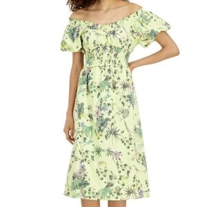 INC International Concepts Pale Yellow Floral Off-Shoulder Midi Dress - Size XL